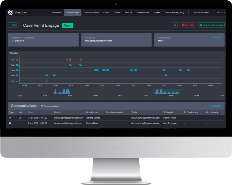 Screenshot of SteelEye's case manager