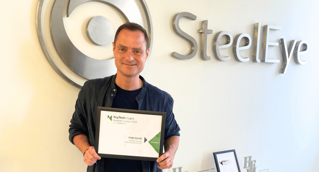 SteelEye CEO, Matt Smith, recognized as RegTech Industry Professional of the Year