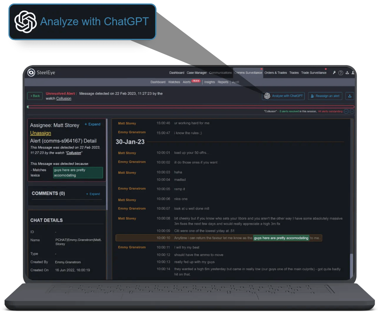 SteelEye implements ChatGPT in its Integrated Surveillance platform